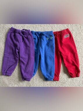 GAP Baby Purple, Blue & Red Jogger Pants Trio